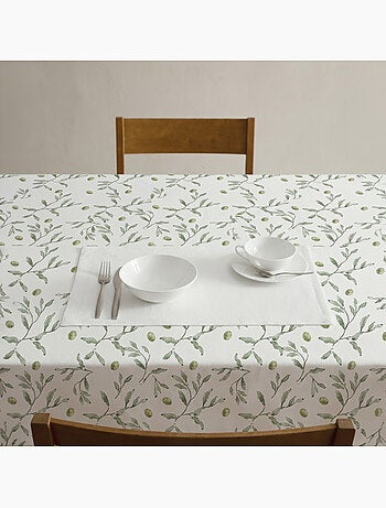 Nappe imprimée anti-taches style méditerranéen, motif olivier - Gamusi