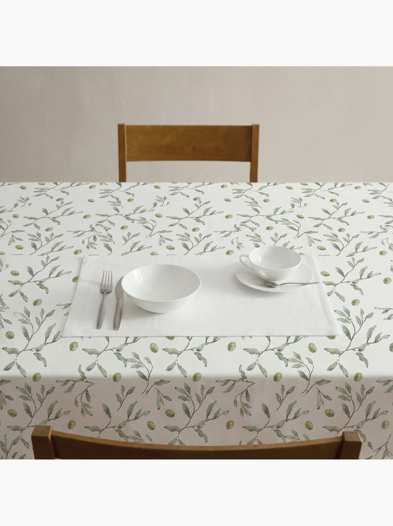 Nappe imprimée anti-taches style méditerranéen, motif olivier - Gamusi Vert - Kiabi