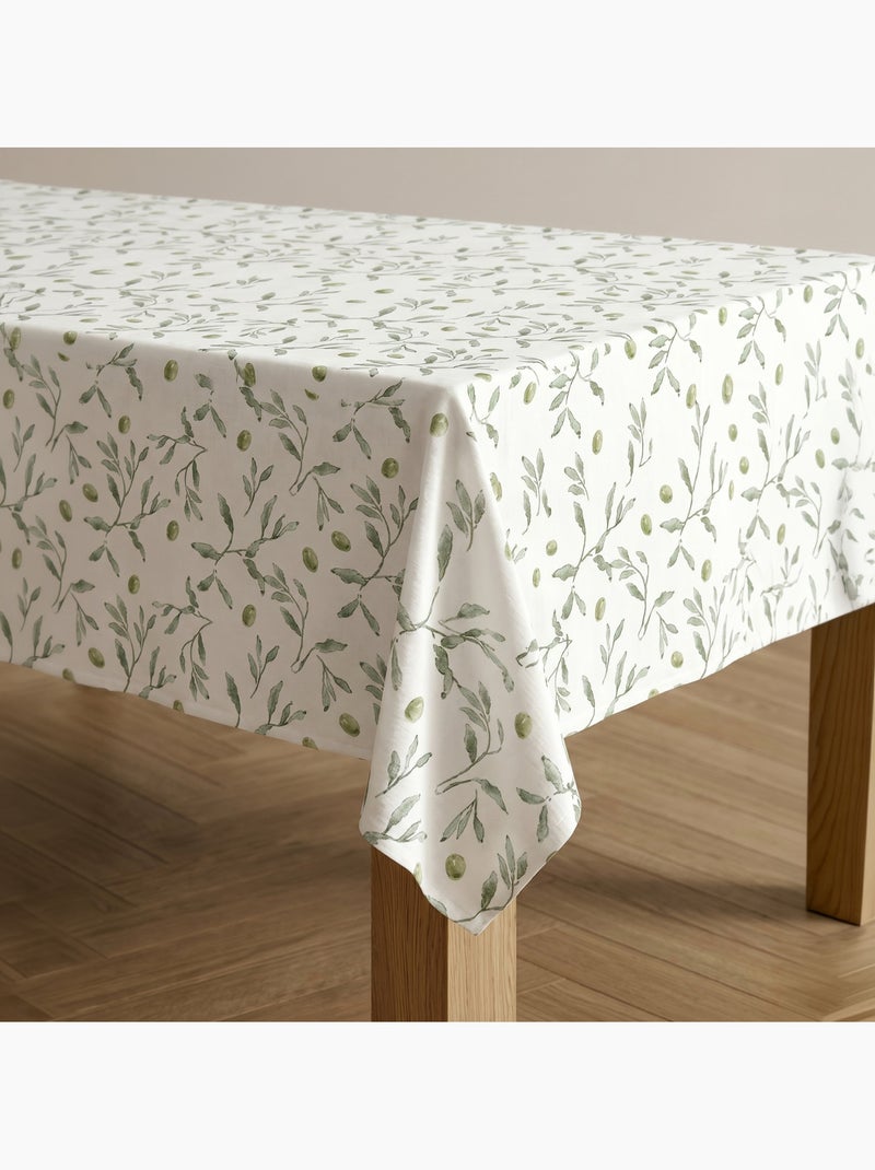 Nappe imprimée anti-taches style méditerranéen, motif olivier - Gamusi Vert - Kiabi