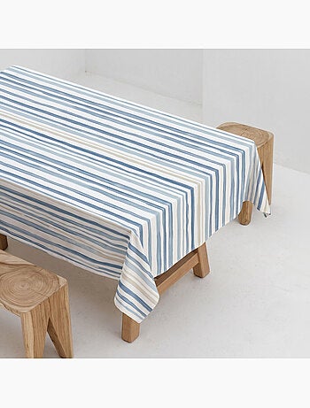 Nappe imprimée anti-taches style méditerranéen, motif rayé - Gamusi