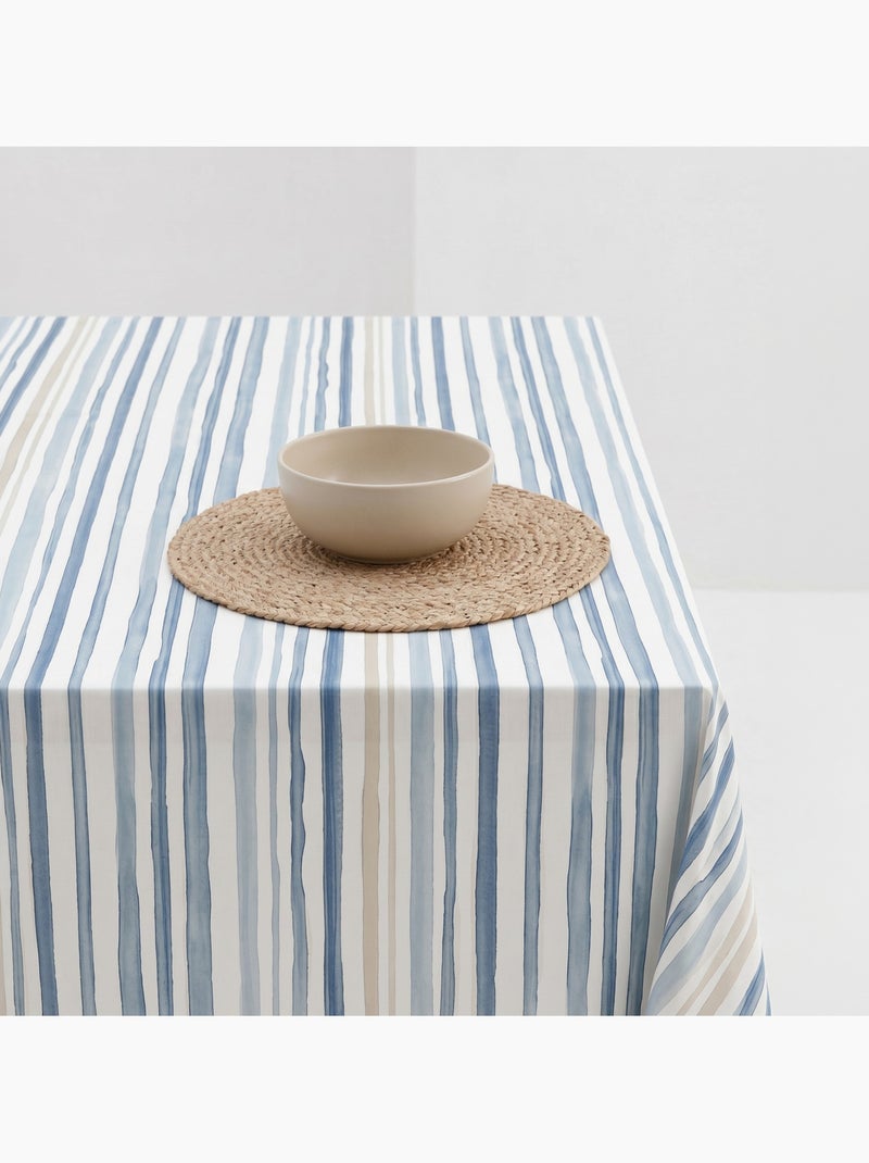 Nappe imprimée anti-taches style méditerranéen, motif rayé - Gamusi Bleu - Kiabi