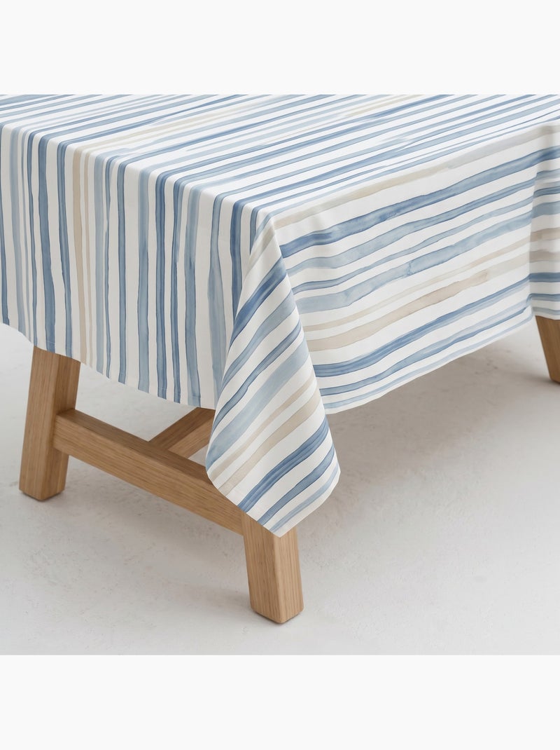 Nappe imprimée anti-taches style méditerranéen, motif rayé - Gamusi Bleu - Kiabi
