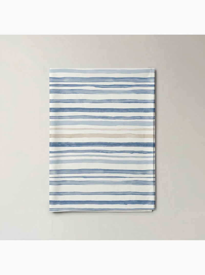Nappe imprimée anti-taches style méditerranéen, motif rayé - Gamusi Bleu - Kiabi
