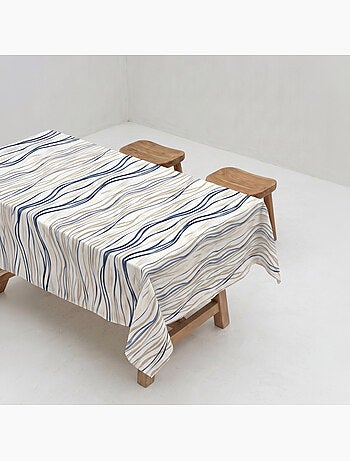 Nappe imprimée anti-taches style méditerranéen, rayures asymétriques - Gamusi
