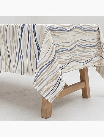 Nappe imprimée anti-taches style méditerranéen, rayures asymétriques - Gamusi