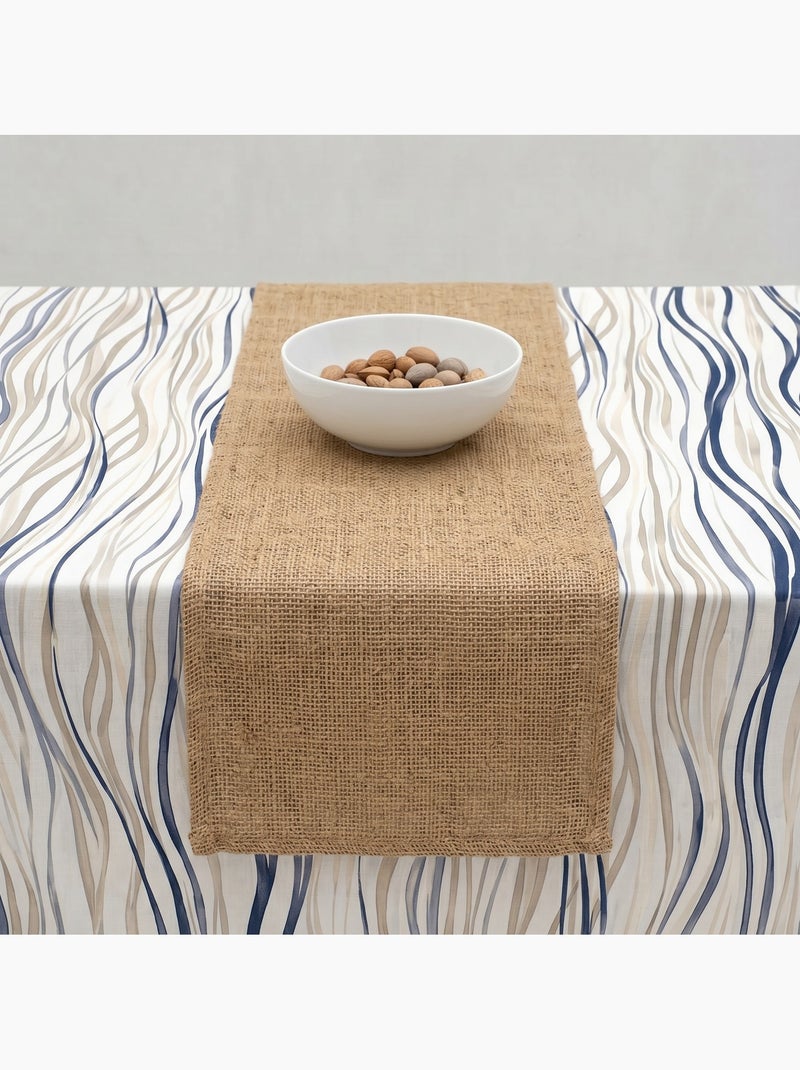 Nappe imprimée anti-taches style méditerranéen, rayures asymétriques - Gamusi Bleu - Kiabi