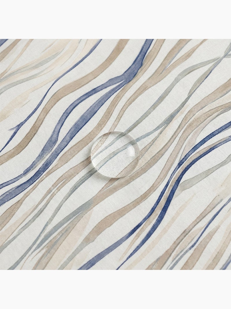 Nappe imprimée anti-taches style méditerranéen, rayures asymétriques - Gamusi Bleu - Kiabi