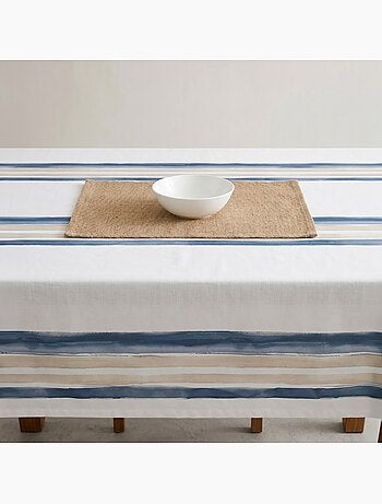 Nappe imprimée anti-taches style méditerranéen, rayures horizontales - Gamusi