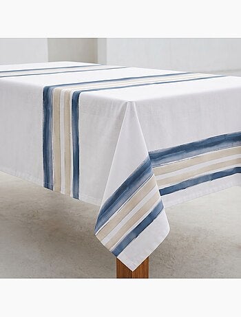 Nappe imprimée anti-taches style méditerranéen, rayures horizontales - Gamusi