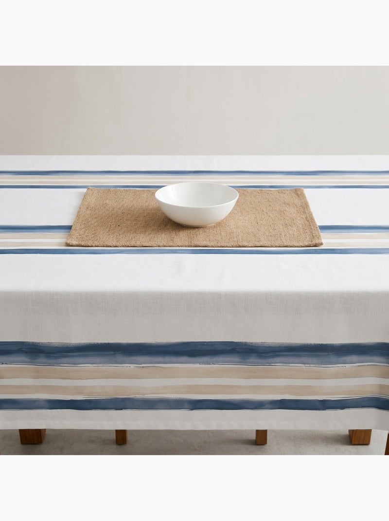 Nappe imprimée anti-taches style méditerranéen, rayures horizontales - Gamusi Bleu - Kiabi