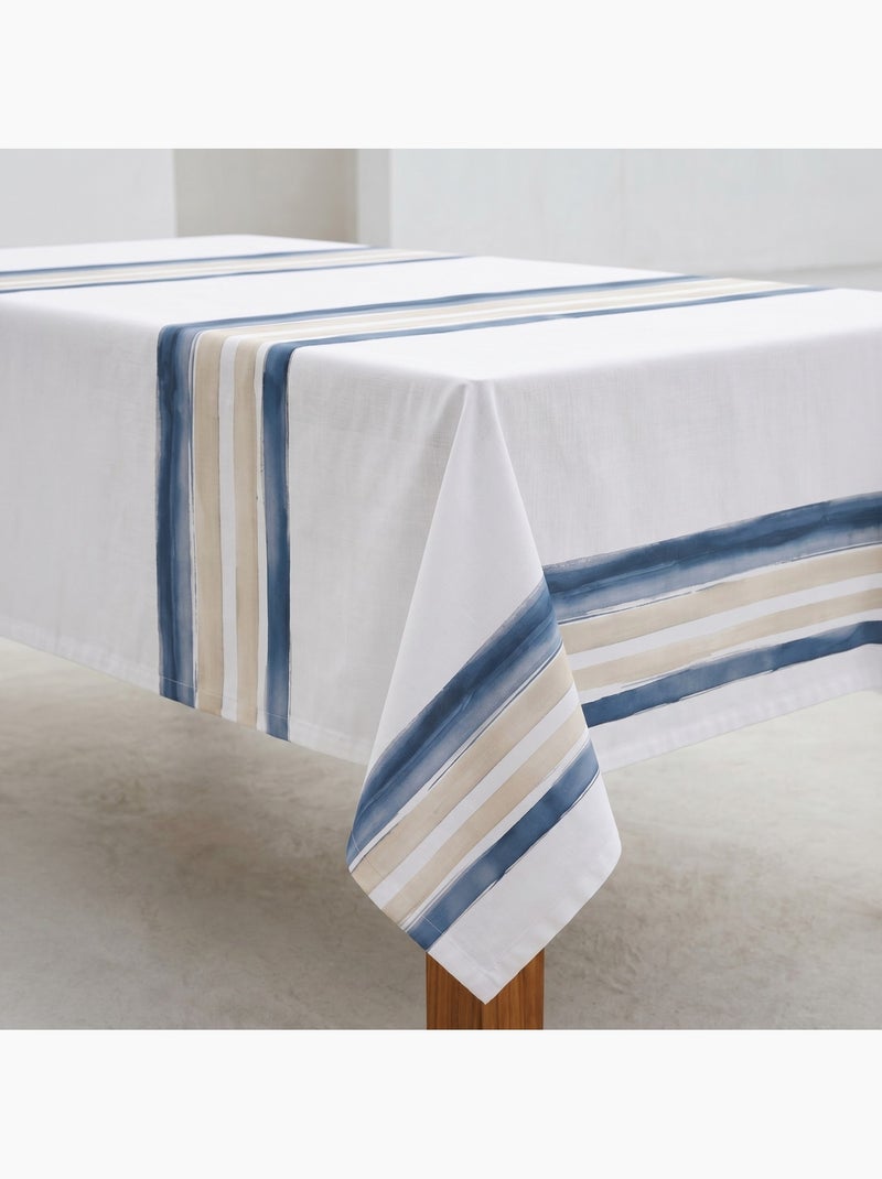 Nappe imprimée anti-taches style méditerranéen, rayures horizontales - Gamusi Bleu - Kiabi
