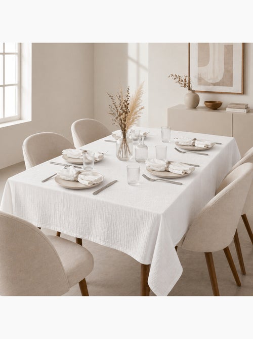 Nappe rectangle + 6 serviettes de table – double gaze de coton gaïa - Kiabi Nappe rectangle + 6 serviettes de table – double gaze de coton gaïa - Kiabi