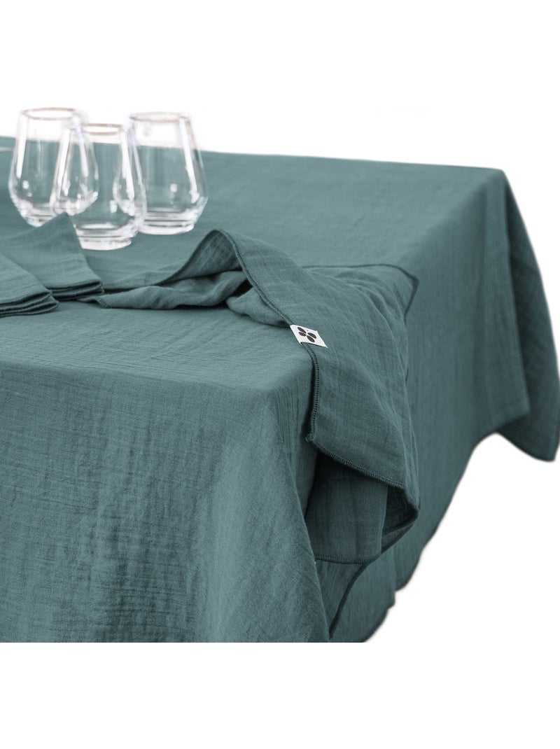 Nappe rectangulaire – double gaze de coton – gaïa Bleu canard - Kiabi