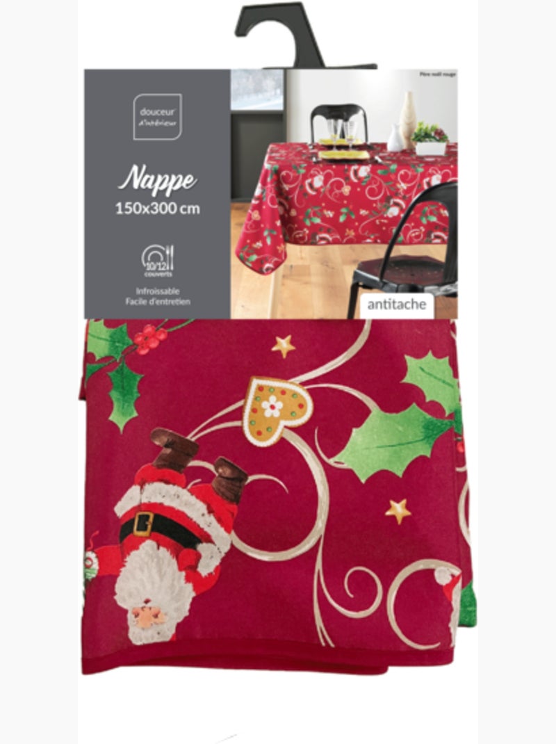 Nappes Polyester Père Noël Rouge motif Houx PROMO LINGE Rouge - Kiabi