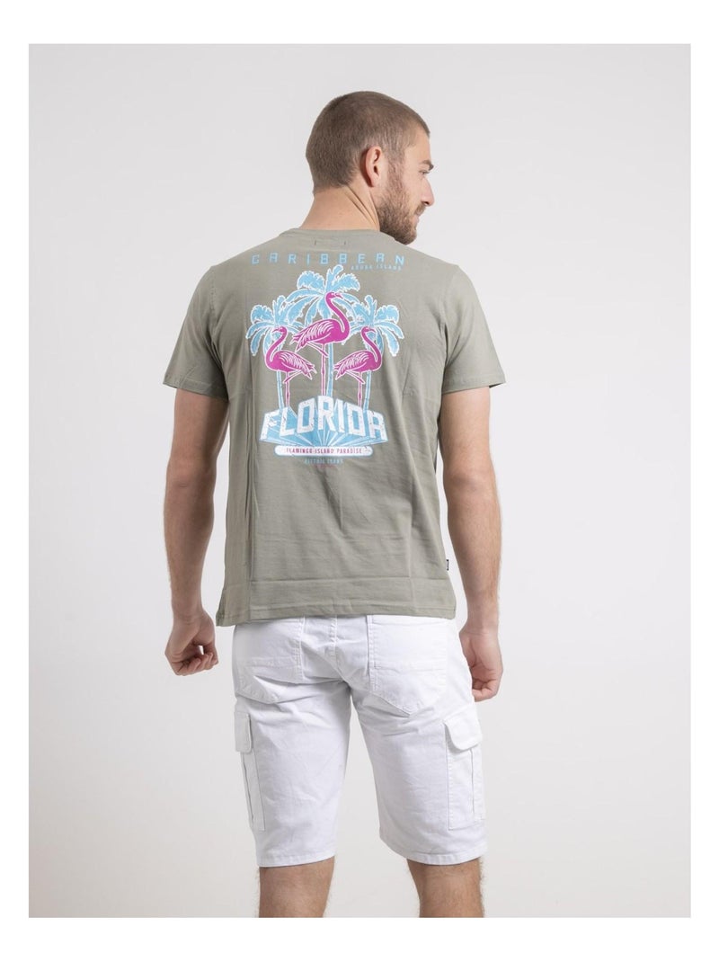 Naruba t-shirt met ronde hals van puur katoen Kaki - Kiabi