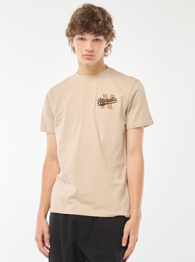 Naruto-T-shirt met korte mouw en print voor en achter BIEGE - Kiabi
