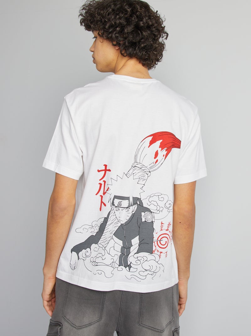 'Naruto'-T-shirt met korte mouw en recto-versoprint wit - Kiabi