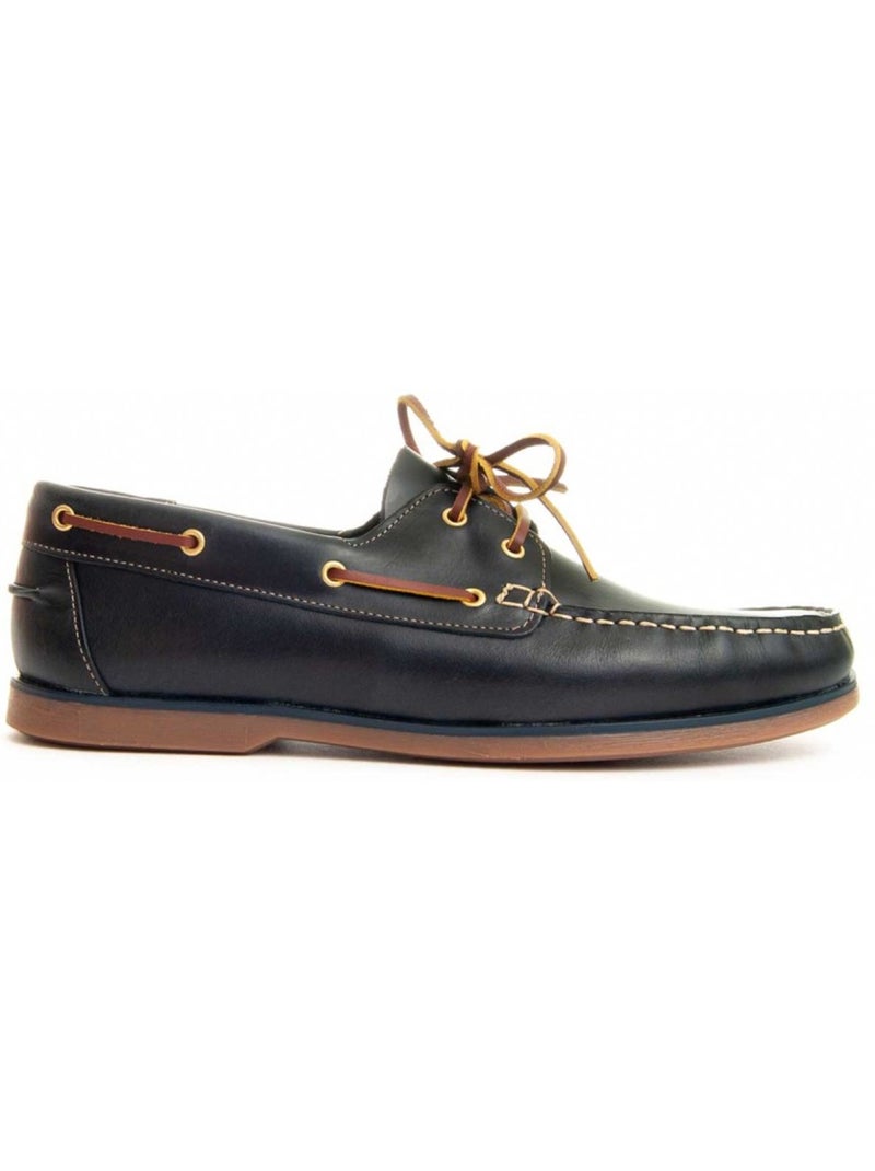 Nautique Cuir Naturel Purapiel Bleu Noir - Kiabi
