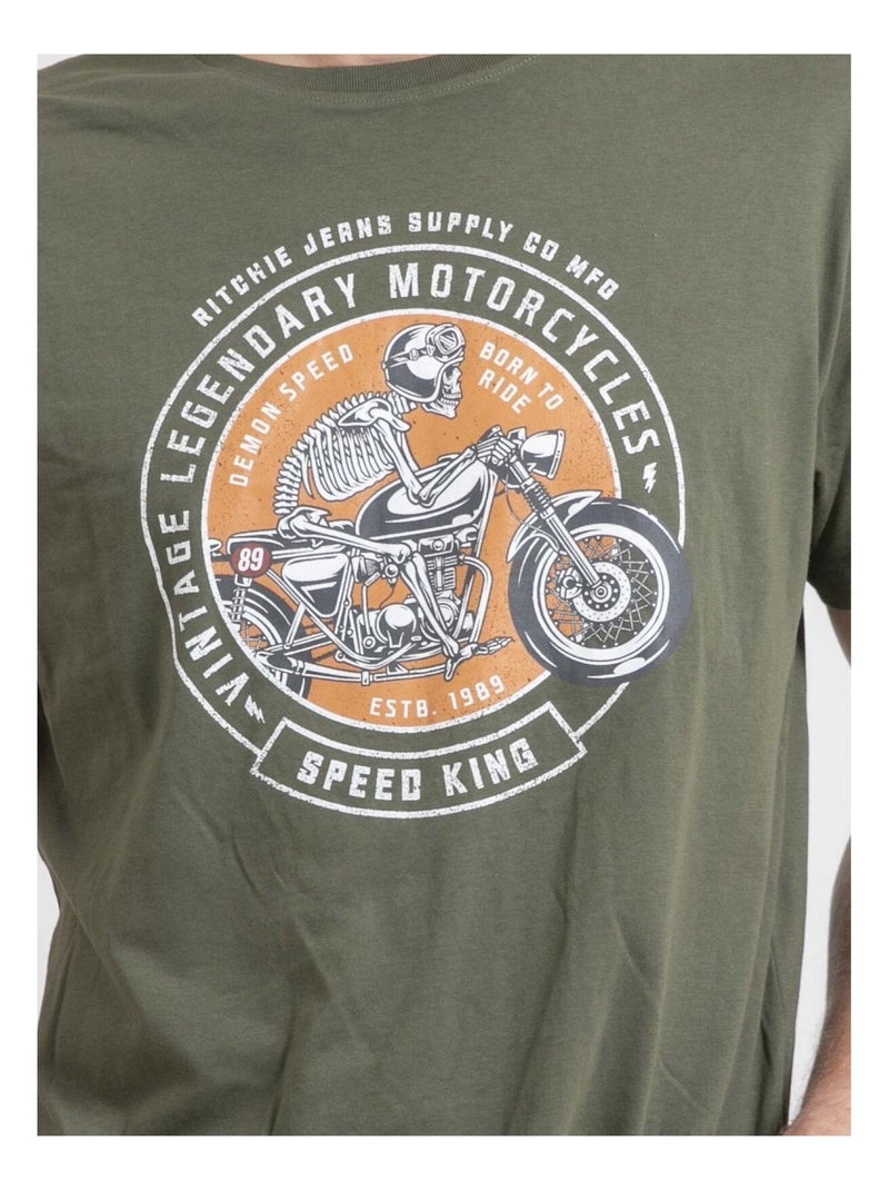 Nelizio t-shirt met ronde hals van puur katoen Kaki - Kiabi
