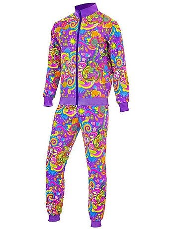 Neon Flower Power Hippie Trainingspak Kostuum