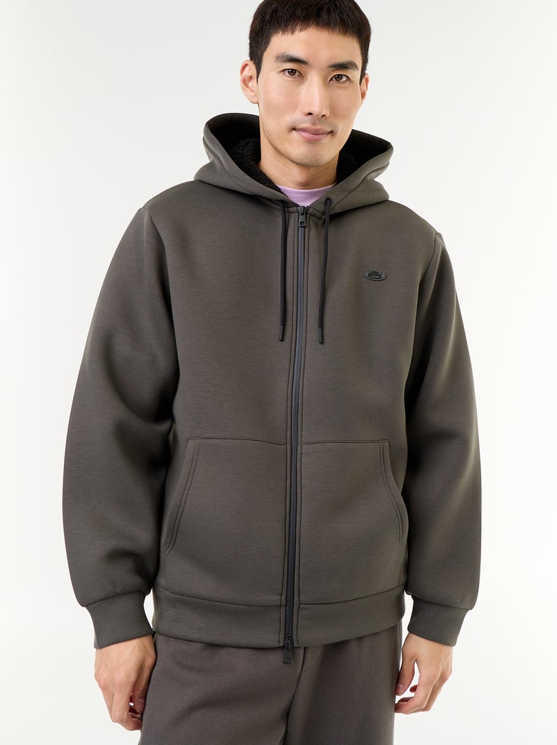Neopreen sweatvest met rits en capuchon Kaki - Kiabi