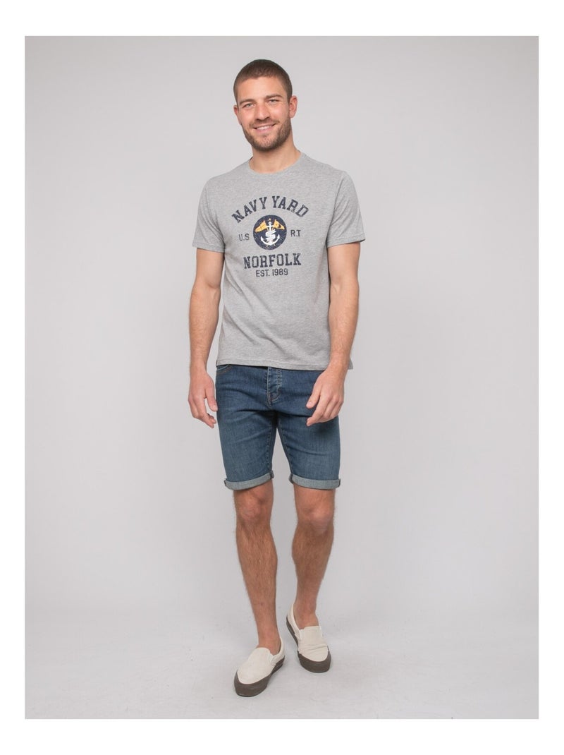 Nerupili katoenen t-shirt met patroon Gemêleerd grijs - Kiabi