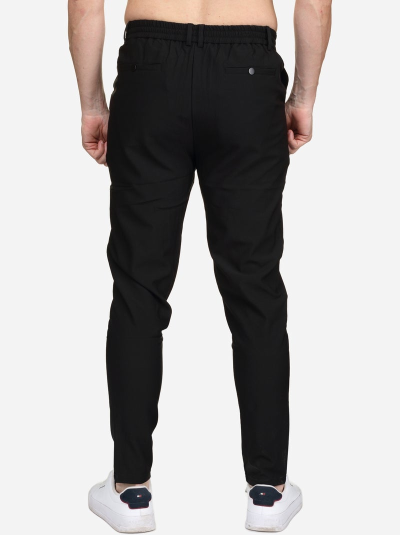 Nette broek met elastische tailleband en knoop - Frilivin Zwart - Kiabi