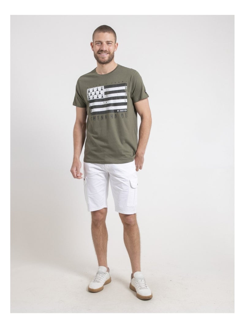 Nevenou t-shirt met ronde hals van puur katoen Kaki - Kiabi