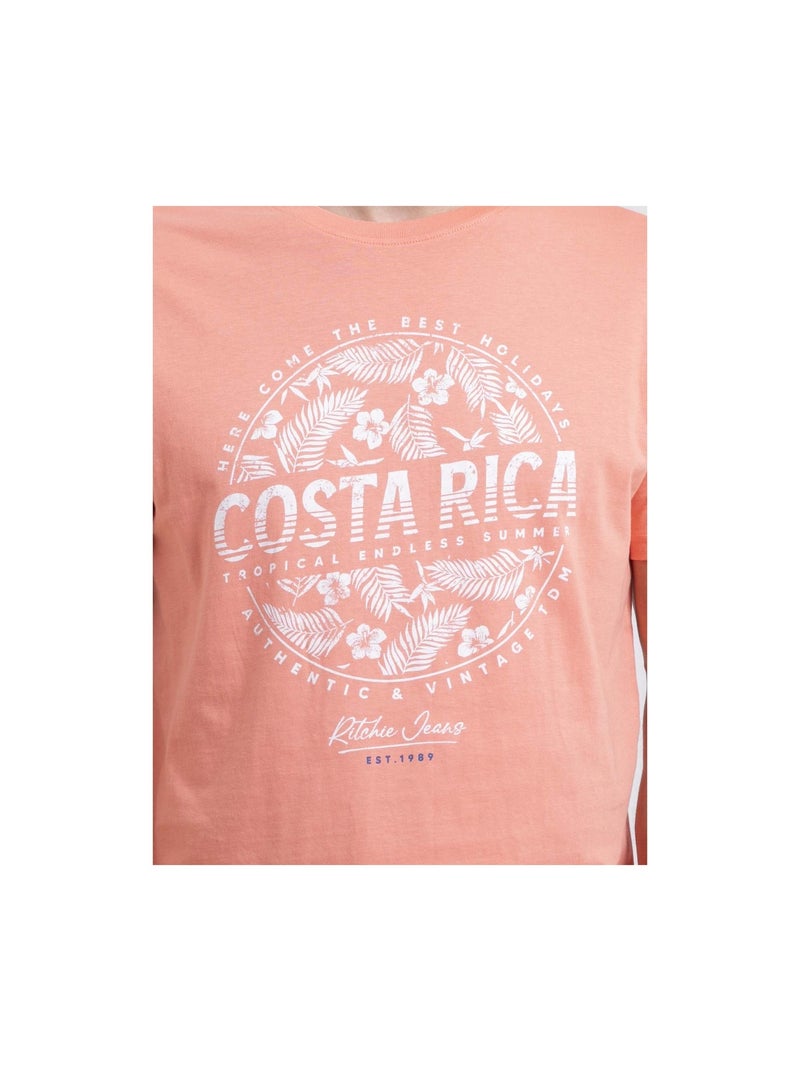 Nevolta t-shirt met ronde hals van puur katoen Koraaloranje - Kiabi
