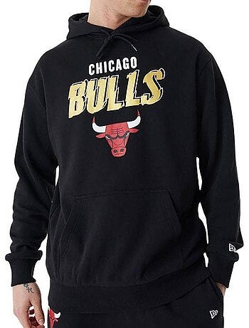 New era nba chicago bulls hoodie zwart/goud voor heren