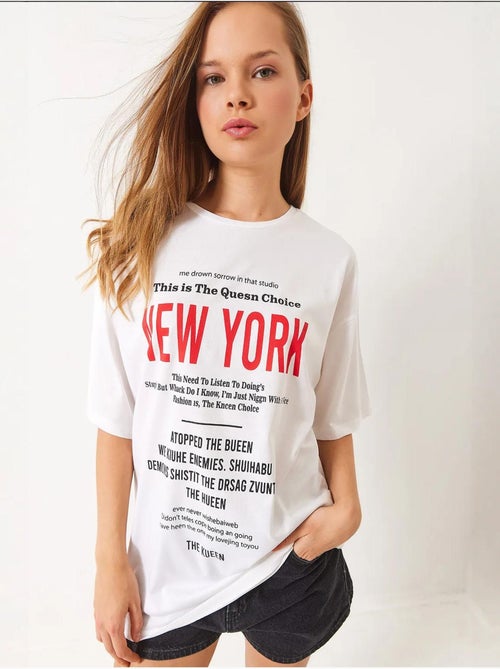 New york print oversize t-shirt lucci - Kiabi