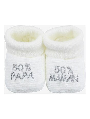 Geboorte slofjes - boodschap: 50% mama 50% papa