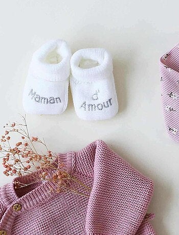 Geboorte slofjes - boodschap maman d'amour