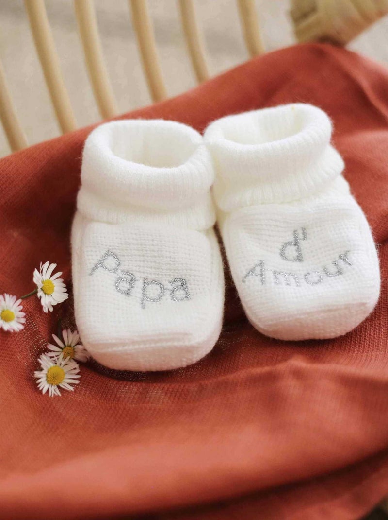 Newborn slofjes - tekst lieve papa Wit - Kiabi