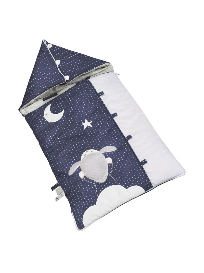 Nid d'ange nomade bébé mouton en coton - sauthon Bleu - Kiabi
