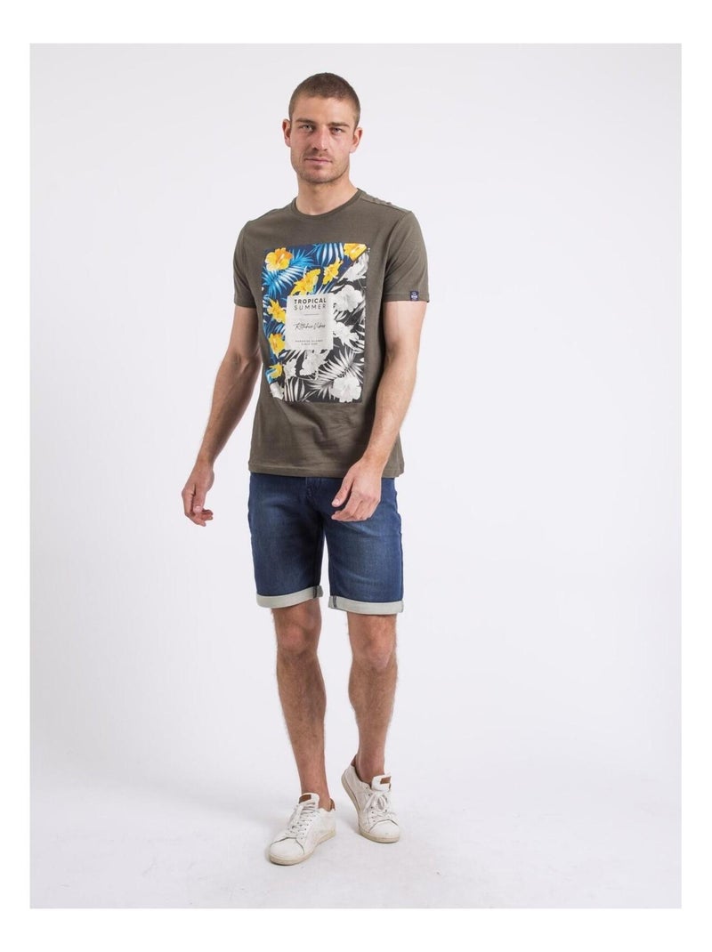 Nirayman t-shirt met ronde hals Kaki - Kiabi