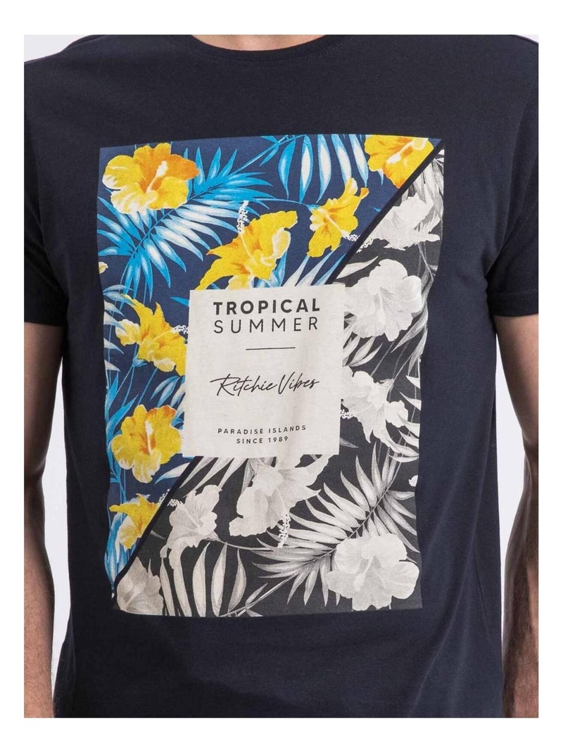 Nirayman t-shirt met ronde hals Marineblauw - Kiabi