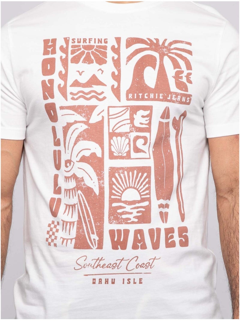 Nirdanub t-shirt met korte mouwen Ecru - Kiabi