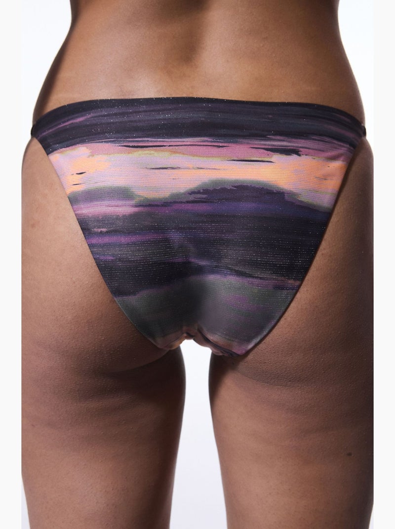 Nixie bikinislip met zijstreep en gesp penti Zwart Mauve - Kiabi
