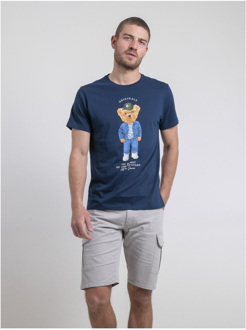 Nobenito t-shirt met ronde hals van puur katoen Blauw - Kiabi