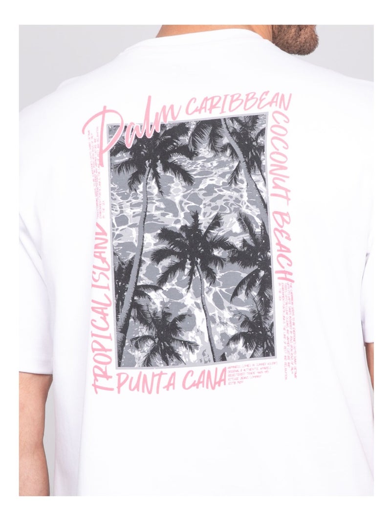 Nobora oversized katoenen t-shirt met patronen Wit - Kiabi