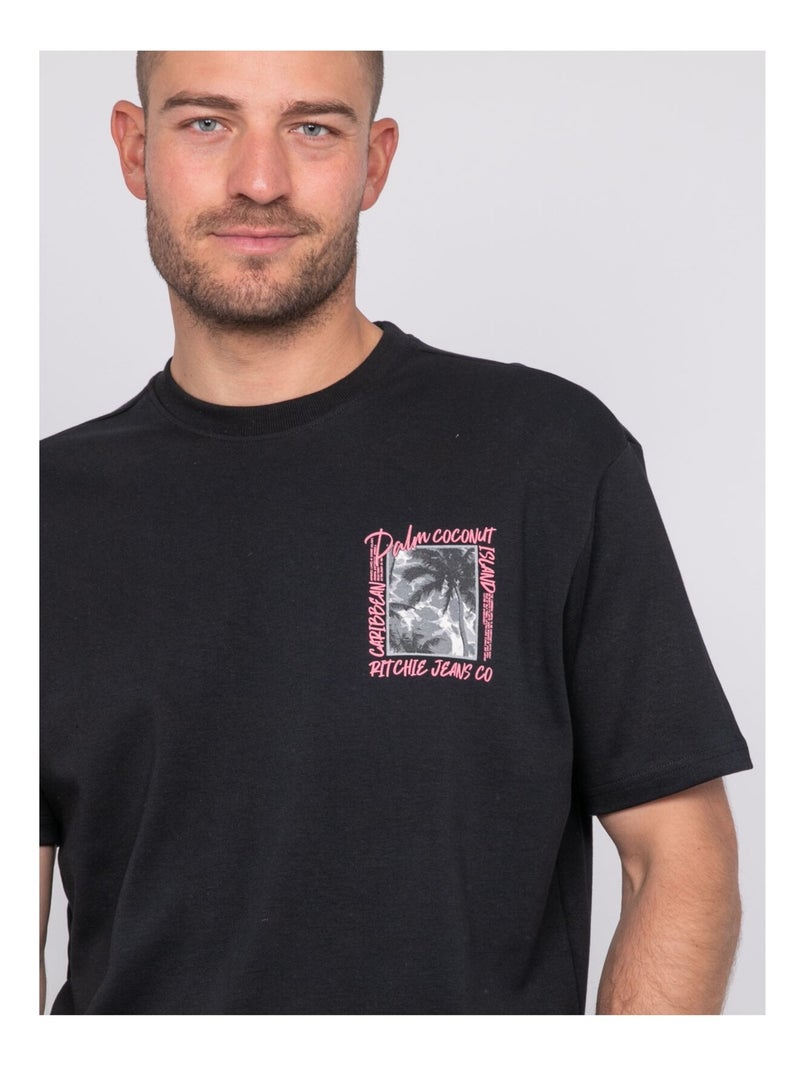 Nobora oversized katoenen t-shirt met patronen Zwart - Kiabi