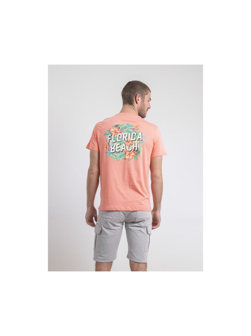 Nogozo t-shirt met ronde hals van puur katoen Koraaloranje - Kiabi