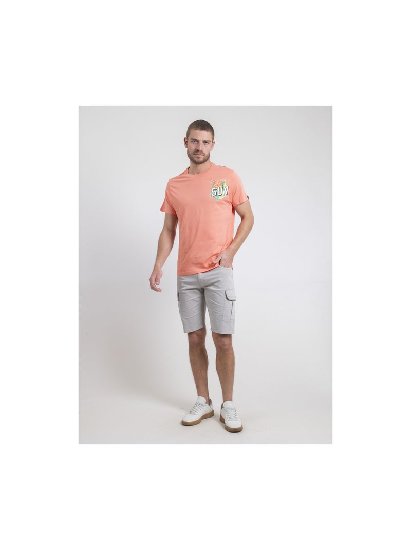 Nogozo t-shirt met ronde hals van puur katoen Koraaloranje - Kiabi