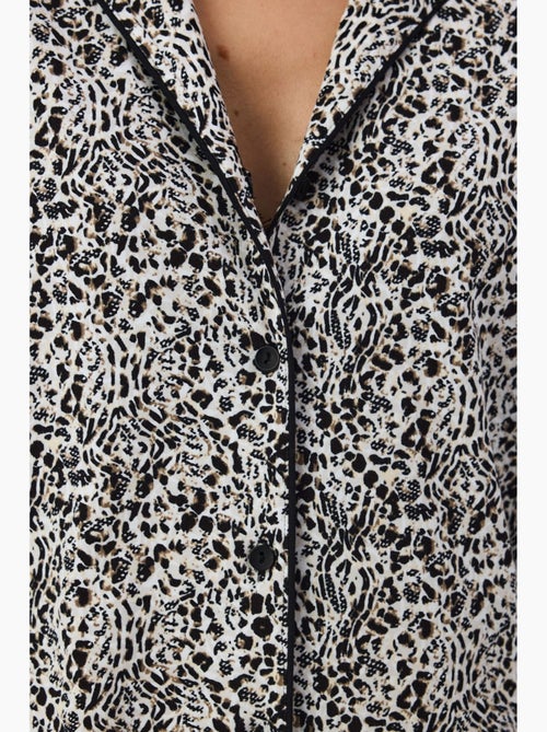 Noir garden pyjamaset met luipaardprint, overhemd en broek met lange mouwen penti - Kiabi Noir garden pyjamaset met luipaardprint, overhemd en broek met lange mouwen penti - Kiabi