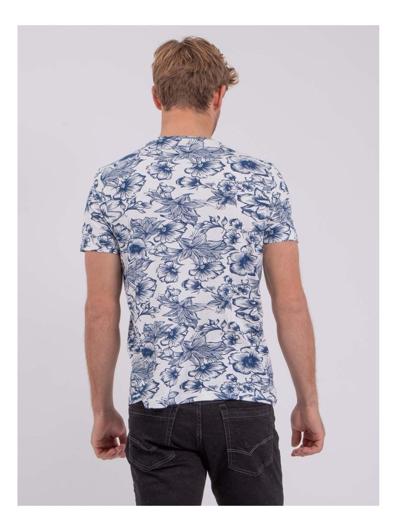 NOLIBA T-shirt met korte mouwen, ronde hals en gemaakt van puur katoen. Blauw - Kiabi