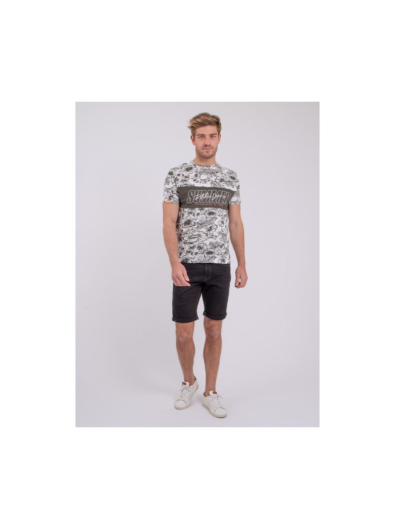 NOLIBA T-shirt met korte mouwen, ronde hals en gemaakt van puur katoen. Kaki - Kiabi