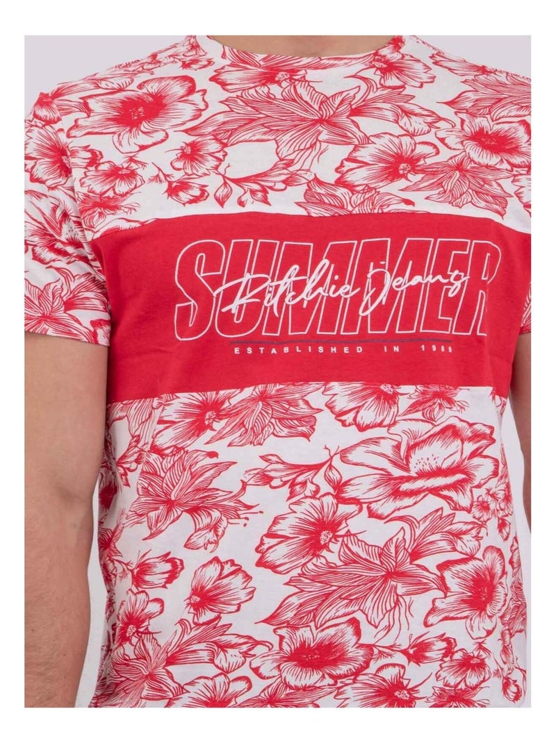 NOLIBA T-shirt met korte mouwen, ronde hals en gemaakt van puur katoen. Rood - Kiabi
