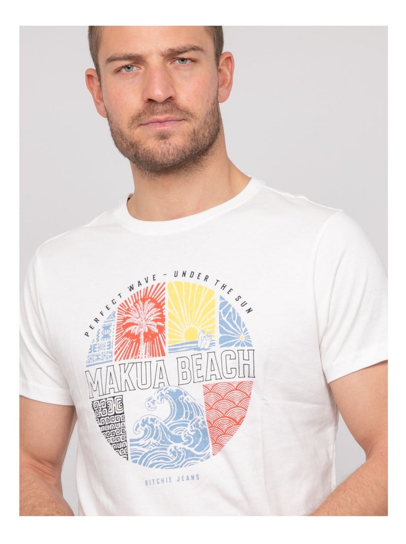 Nordoit katoenen t-shirt met patroon Ecru - Kiabi