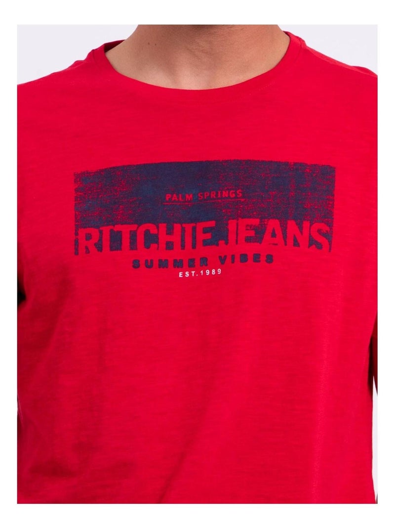 NOTELOX T-shirt met korte mouwen, ronde hals en gemaakt van puur katoen Rood - Kiabi